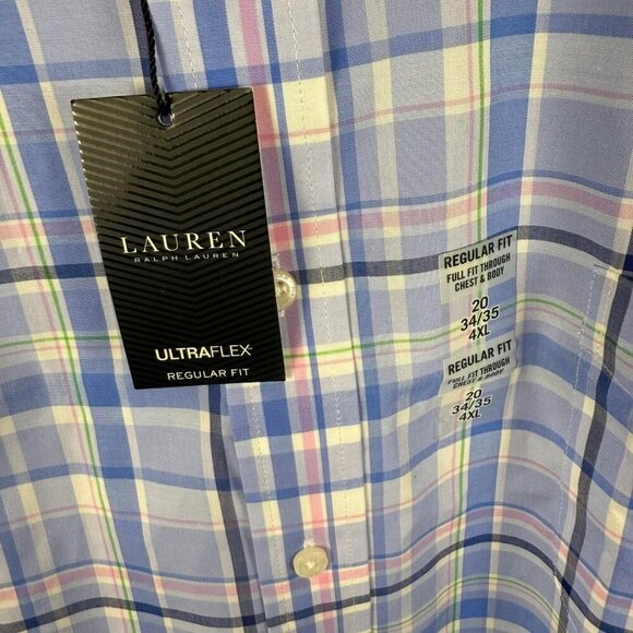 NWT Lauren Ralph Lauren Big & Tall Ultraflex Plaid Long Sleeve Shirt 4XL - Picture 2 of 4